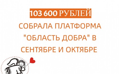 103 600 рублей собрано на платформе "Область добра" в сентябре и октябре!
